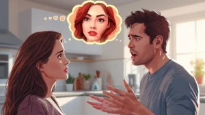 Imagem de um casal discutindo, simbolizando uma traição/infidelidade conjugal.